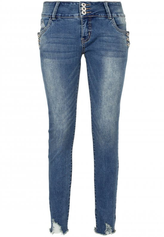 Skinny Jeans mit Knopfdetail
